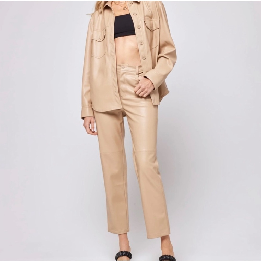 Revolve x L*Space Women's Quincy Faux Leather Cropped Pants - Latte Tan